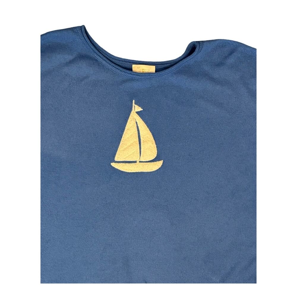 Kim Gravel Sweater Womens Plus Size 1X Blue Relaxed Tunic Sailboat Cozy Summer - Picture 3 of 7